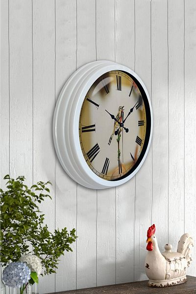 Kasva Concept Gift 40 cm White Metal Bird Wall Clock