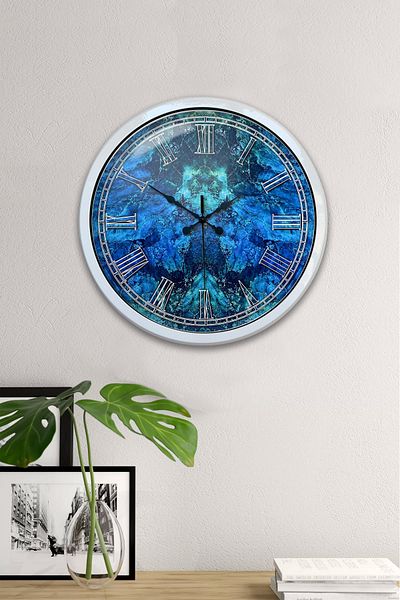 Kasva Concept Gift 40 cm White Metal Blue Wall Clock