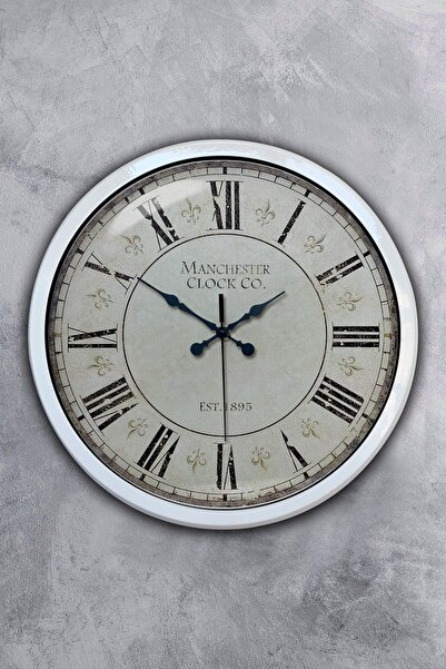 Kasva Concept هدية ساعة حائط معدنية بيضاء عتيقة مقاس 40 سم