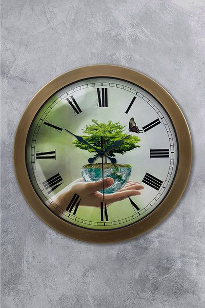 Kasva Concept Antique Metal Climate Themed Wall Clock 36 cm