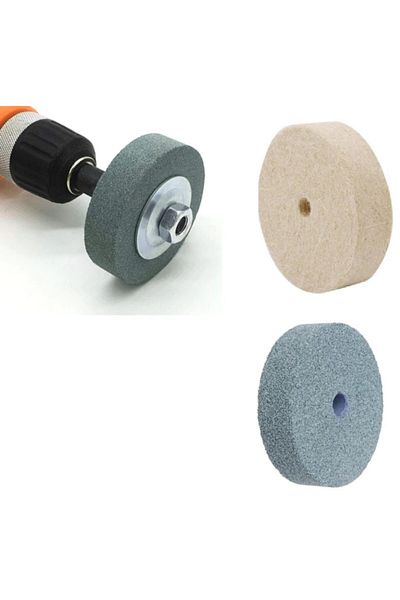 Depolife Sharpening Cleaning Polishing Disc Set with Drill Adapter Mill Stone Skoc Wool Felt Set 4 Pieces