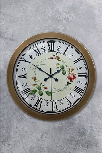 Kasva Concept Gift 36 cm Antique Metal Leaf Wall Clock