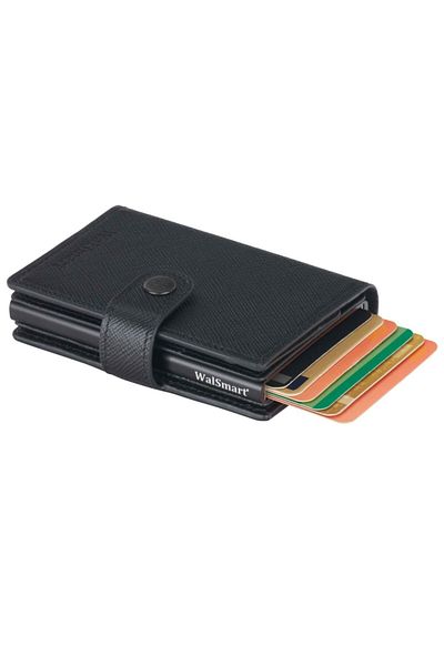 WalSmart Dual Safiano Leather Wallet with Smart Mechanism