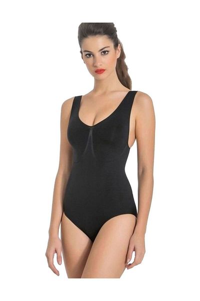 Miss Fit Women's Black Thick Strap Corset Body 1904