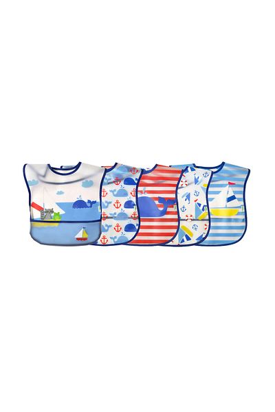 iplay Pack of 5 - 12-24Months Green Sprouts Velcro Bib, Bib
