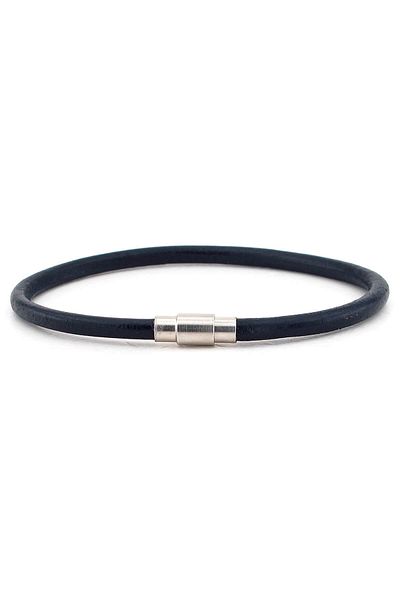 Solfera Men's Navy Blue Original Leather Magnetized Clip Bracelet Bt479