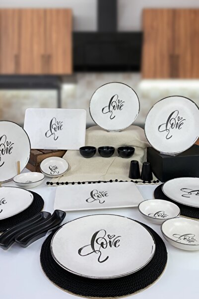 Keramika Love 19 Parça 6 Kişilik Kahvaltı Takımı Siyah