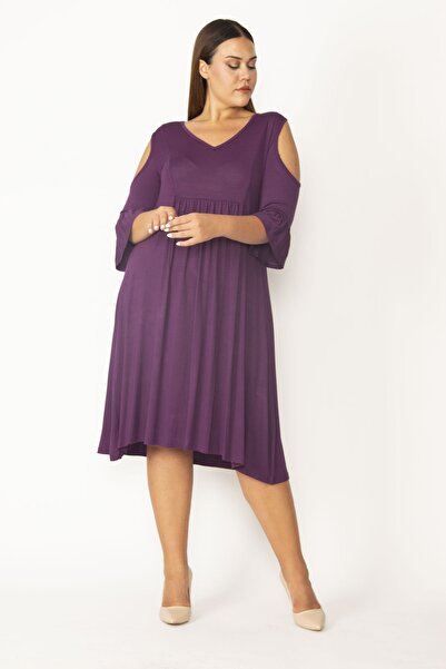 Şans Plus Size Dress - Purple - Basic