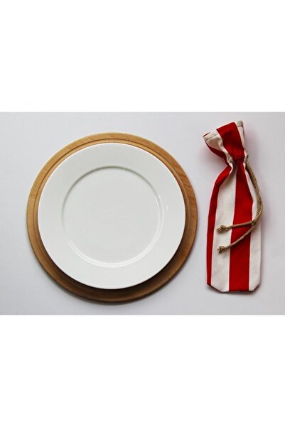 Çizgikare Husă pentru tacâmuri cu dungi roșii (prețul este pentru 4 bucăți)