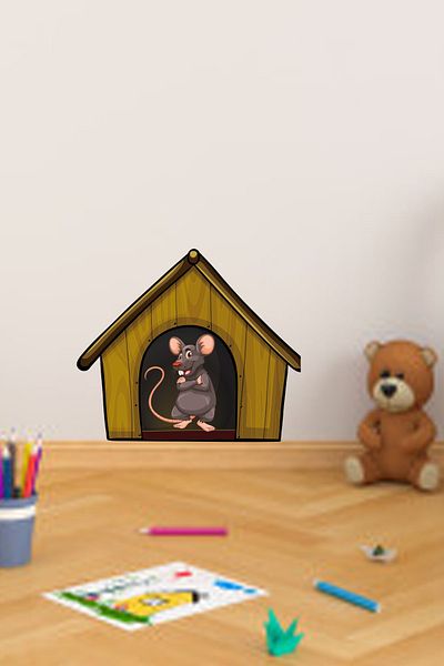 Sepet Yıldızı Autocolant Camera Copiilor - Set 3 Soareci Drăguți 25x20 Cm