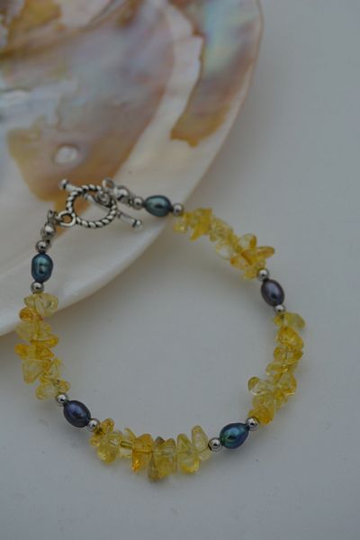 Stoneage Jewellery Citrine And Barley Pearl Bracelet