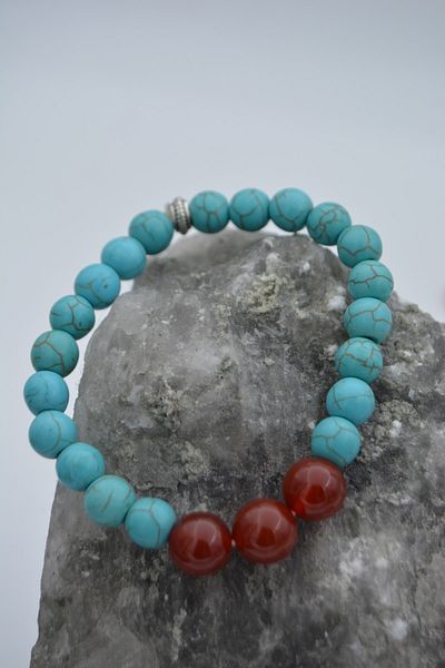 Stoneage Agate and Turquoise Natural Stone Bracelet
