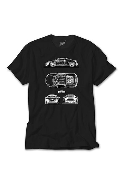 Z zepplin Μαύρο T-Shirt Audi R8 Blueprint