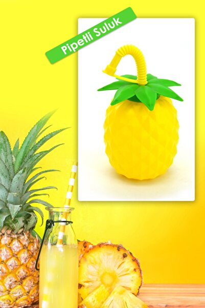 Anadolu Saray Çarşısı Ananas Pipetli Suluk | Ananas Şeklinde Eğlenceli Suluk