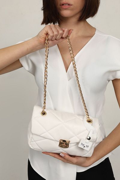 Top All BAG Geantă matlasată de mână și de umăr pentru femei albă
