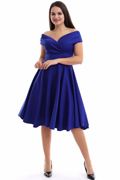 Fasmia Φόρεμα Saks Blue Boat Neck F107