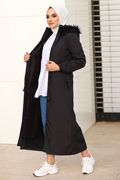 InStyle Dámsky dlhý kabát s reverzným poťahom na vrecká 2204