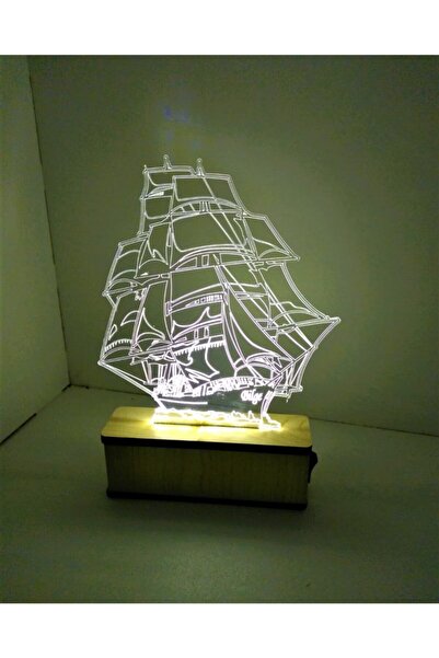 Bilge Lazer 3d Led Gece Lambası Sevgiliye Hediye Masa Lambası Yelkenli Gemi
