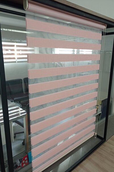 CLARISS HOME Zebra Stor Perde Pudra Pembe Çocuk Odası Mutfak