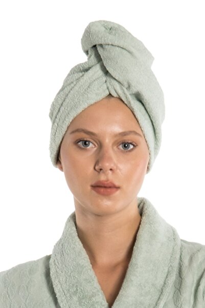 eumenia Plain Eponj Button Towel Water Green Color Hair Drying Cap