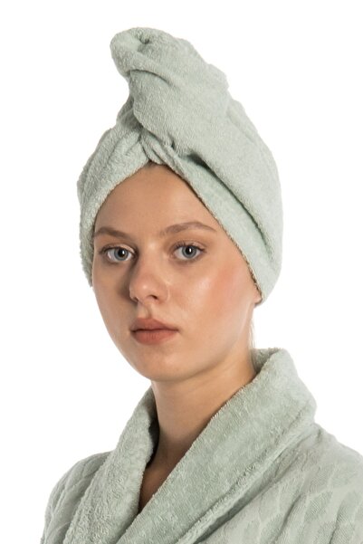 eumenia Plain Eponj Button Towel Water Green Color Hair Drying Cap
