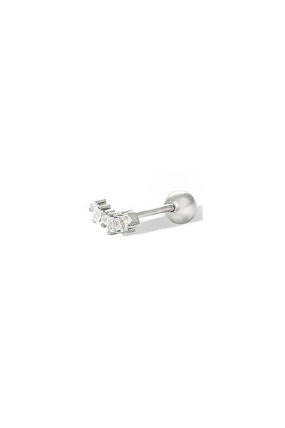 Erer Gümüş Silver Baguette Stone Piercing Single Earrings