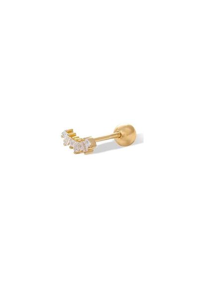 Erer Gümüş Silver Baguette Stone Piercing Single Earrings