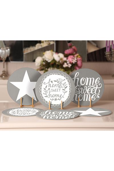 Realhomes Pardoseală gri, 6 bucăți Home Sweet Home tematică și pat de loc