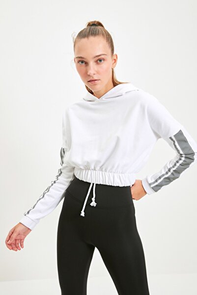 Trendyol Collection Hanorac subțire sport reflectorizant alb cu glugă TWOSS20...