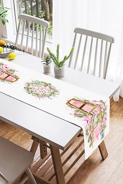 Realhomes Colț de flori Design special imprimat digital Alergăr decorativ din piele de căprioară