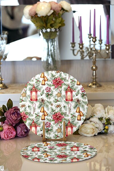 Realhomes 2'li Şamdan Tasarımlı Yılbaşı Konseptli Dijital Baskılı Dekoratif Y...