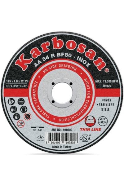 KARBOSAN 115 X 1.0 X 22.23 Mm Paslanmaz Çelik (ınox) Kesme Diski