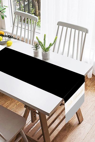 Realhomes Hello Beautiful Ασπρόμαυρο Ψηφιακό Εκτυπωμένο Μοντέρνο Suede Runner