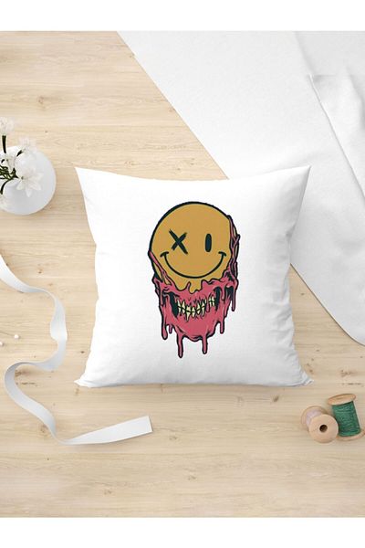 Panorama Ajans Skull Yellow Smiling Face Gothic Design Διακόσμηση δωματίου Προσωποποιημένο δώρο για μαξιλαροθήκη φίλου