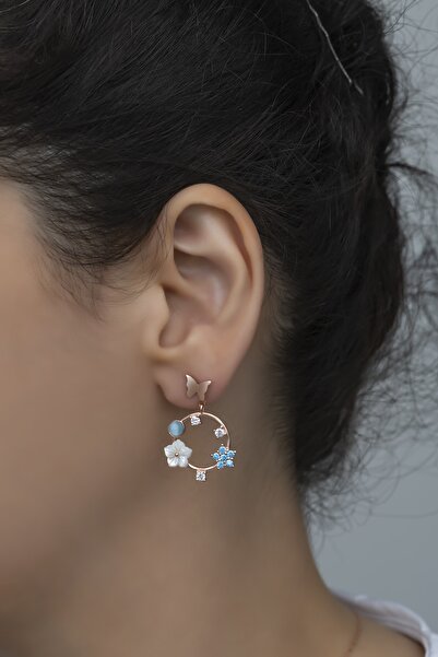 Nereze 925 Ayar Gümüş Bahar Çiçekleri Manolya Çiçeği Küpe