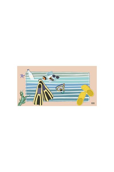 Eight Date Scuba Diver Patterned Beach Towel
