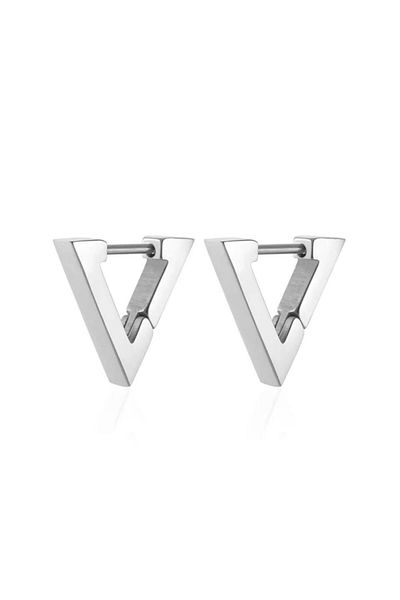 Jaida Moda Unisex Silver Surgical Steel Triangle Hoop Earrings