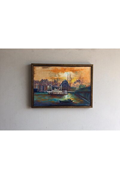 Asmin Sanat Evi Istanbul Manzara Yağlı Boya Orijinal Spatula Çalışması 40 X 55