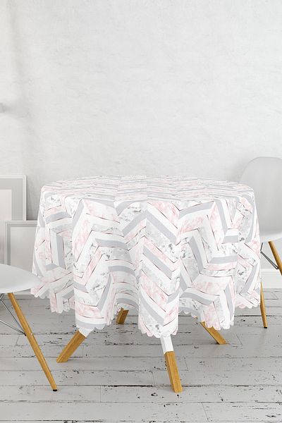 Realhomes Față de masă rotundă cu design geometric cu podea de marmură - diametru 140 cm