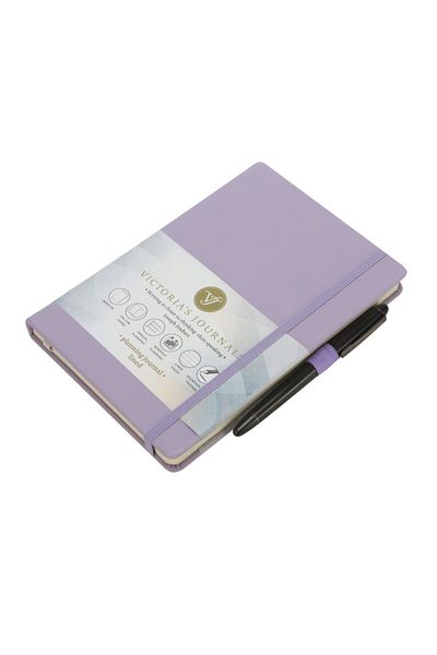 Victoria's Journals Venzi Hard Cover Elastic Undated Lined Notebook 14x20 Cm Thick Leaf-Pastel Purple