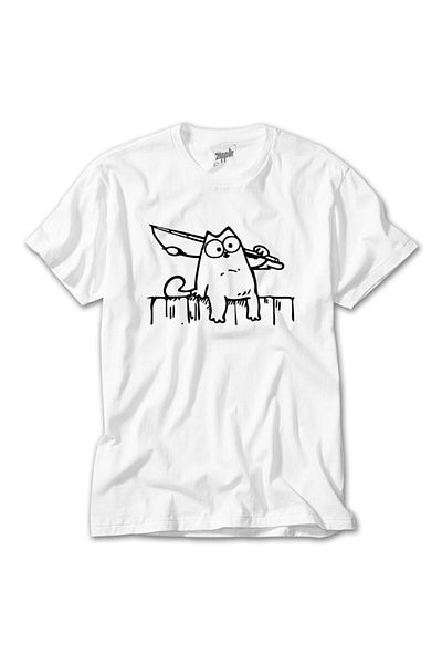 Z zepplin Men's Cat With Knife White T-Shirt