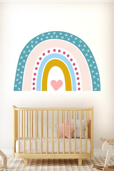 Sticker Sepetim Autocolant de perete pentru camera copiilor - Curcubeu inimă în stil nordic