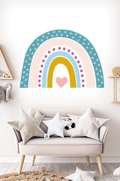 Sticker Sepetim Autocolant de perete pentru camera copiilor - Curcubeu inimă în stil nordic