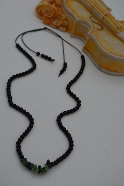 Stoneage Jewellery Emerald And Onyx Natural Stone Metal Free Necklace