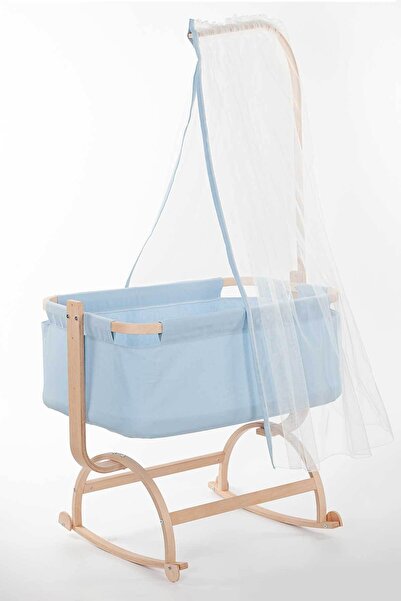 Babycom Vega Naturel Ahşap Sallanır Beşik - Mavi