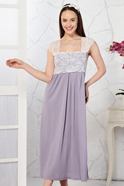 Emose الدانتيل ثوب النوم الأمومة أرجواني