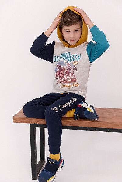 U.S. Polo Assn. US Polo Assn Cowboy Beige Melange Boy Set de trening cu glugă