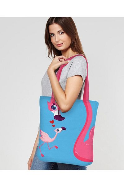 Alkan Homes Flamingo Patterned Beach Bag