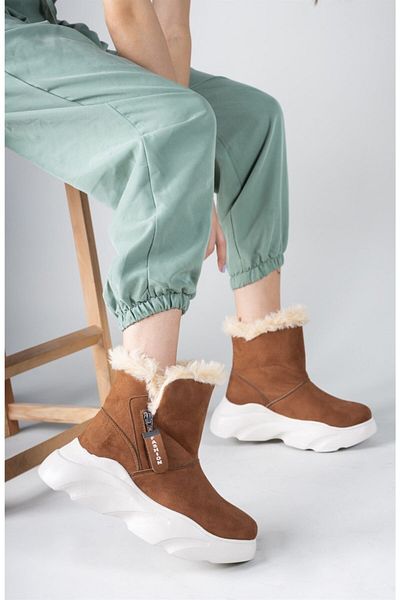 Riccon Tan Suede Γυναικείες Μπότες0012160