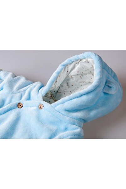 POKY BEBE Baby Hello Teddy Bear Embroidered Buttoned Coral Soft Fiber Sleeping Bag Washable-1426